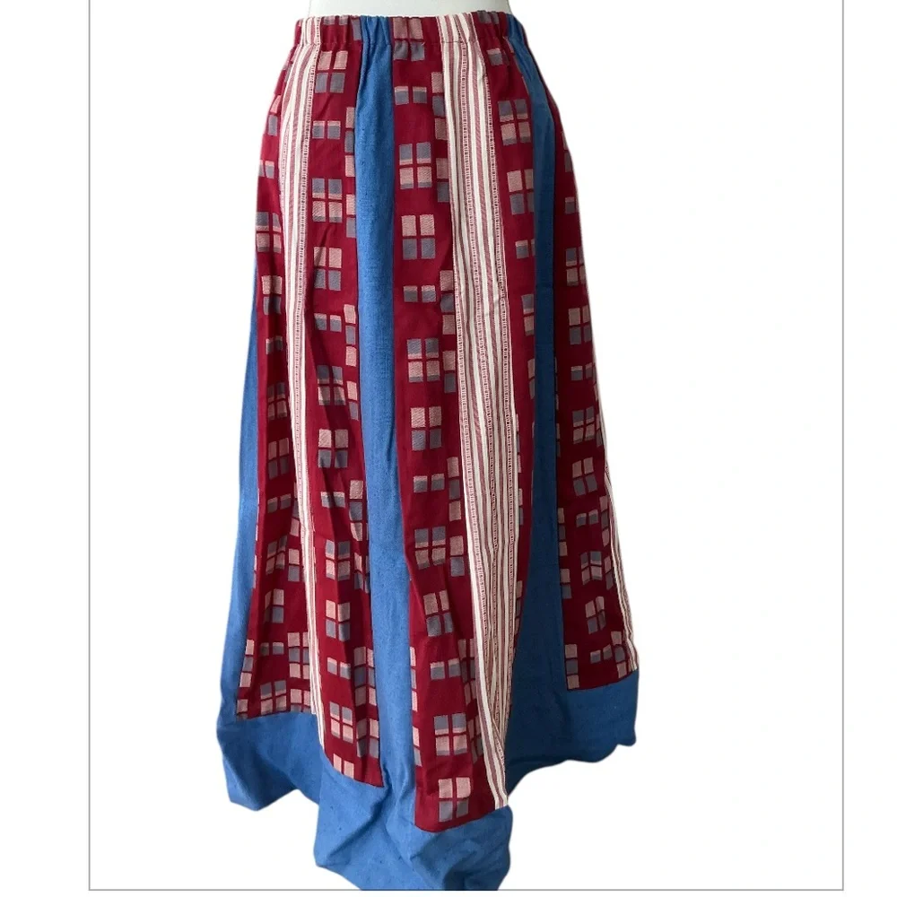 Vintage Chessa Davis Skirt Womens Patchwork Boho Hippie Peasant Cottagecore 70s